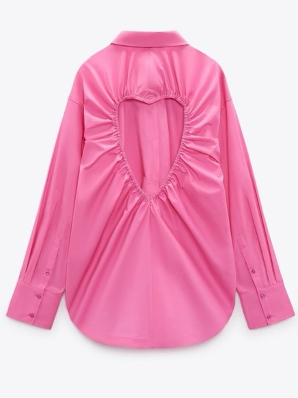 Zara Pink Heart Cutout Back Poplin Button Down Shirt